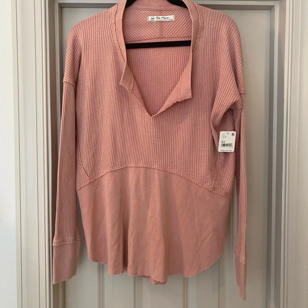 NWT Free People Blush Waffle Knit Coquette Top